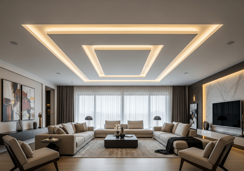 Salon z lustrzanym sufitem